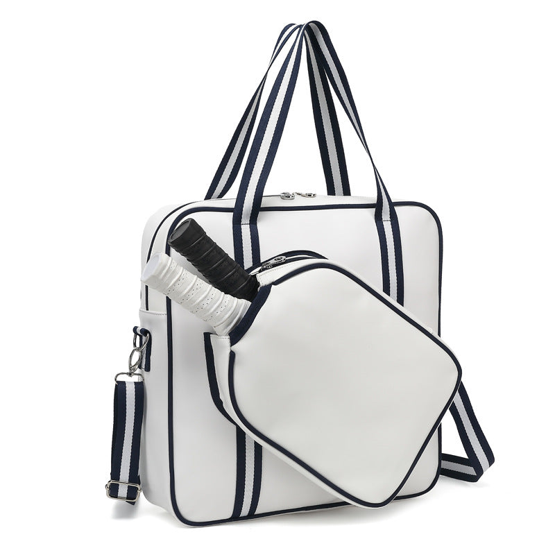 PU Leather Waterproof Large Capacity Sports Crossbody Gym Bag W/ Pickleball Cover