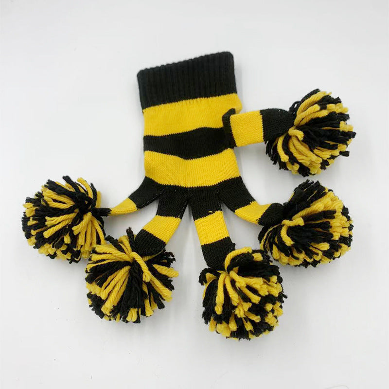 Knitted Pom-pom Gloves For Cheerleaders Magic Performance Gloves