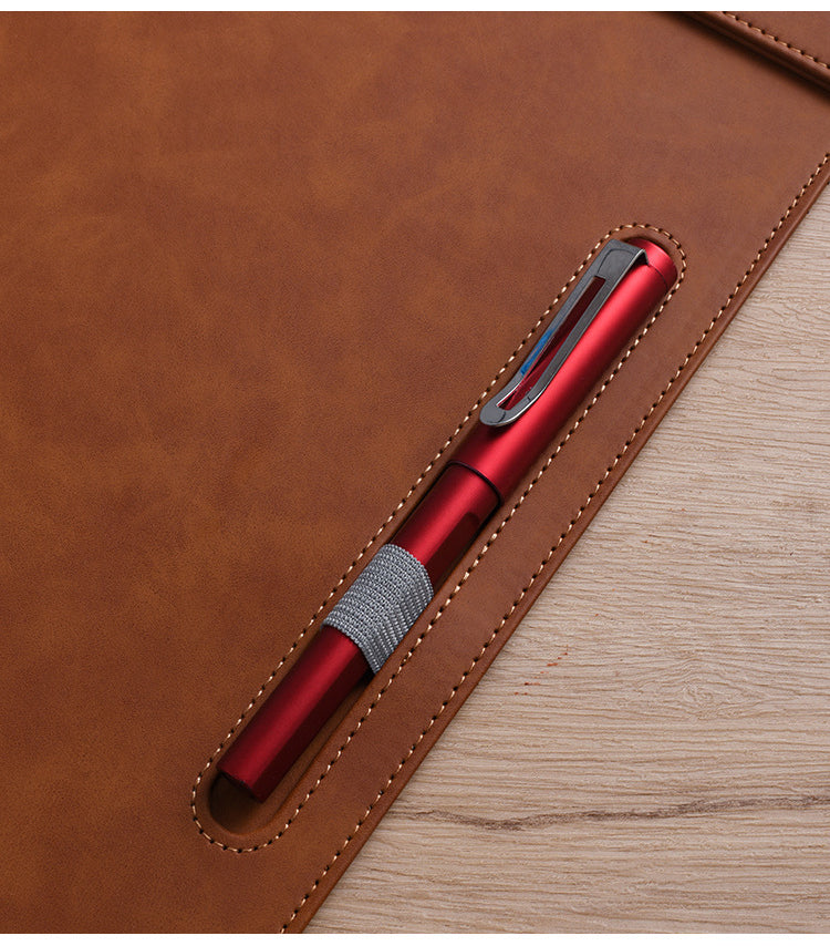 A4 PU Leather Magnetic Clipboard w/Pen Holder
