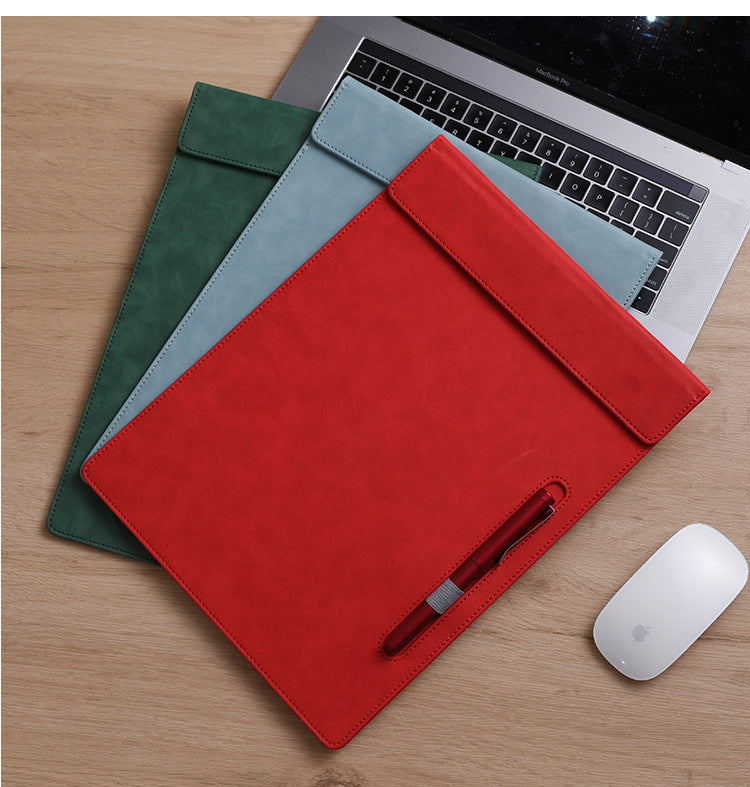 A4 PU Leather Magnetic Clipboard w/Pen Holder