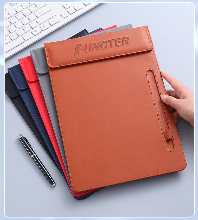 A4 PU Leather Magnetic Clipboard w/Pen Holder