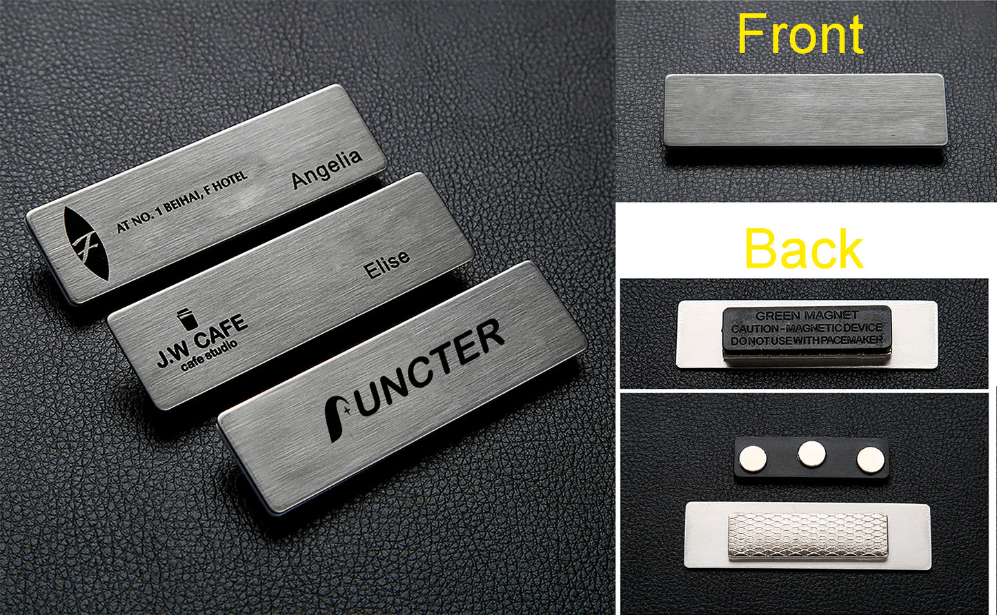 Professional Aluminum Alloy Name Tags Nameplate Badge with Safety Magnetic Pin #5
