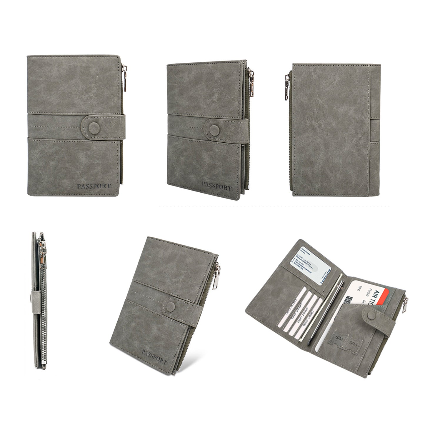 Multi Compartment Travel Wallet PU Leather RFID Passport Cover