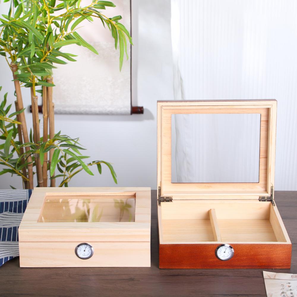 Cedarwood Cigar Humidor With Zinc Alloy Accents&Acrylic Viewing Window