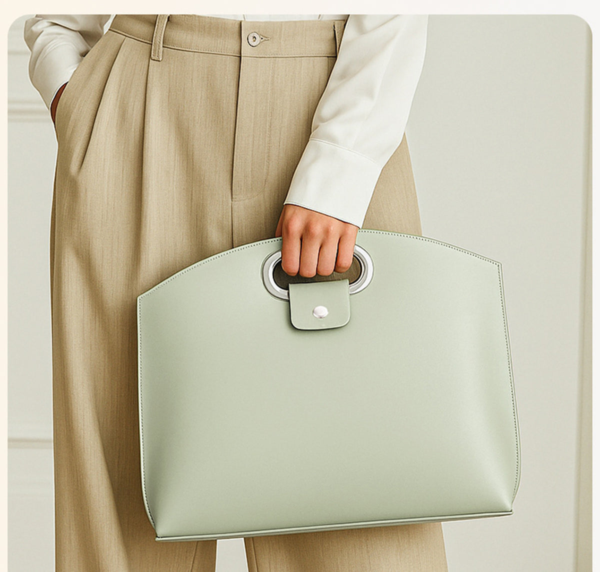 PU Leather Tote Bag W/ Laptop Sleeve