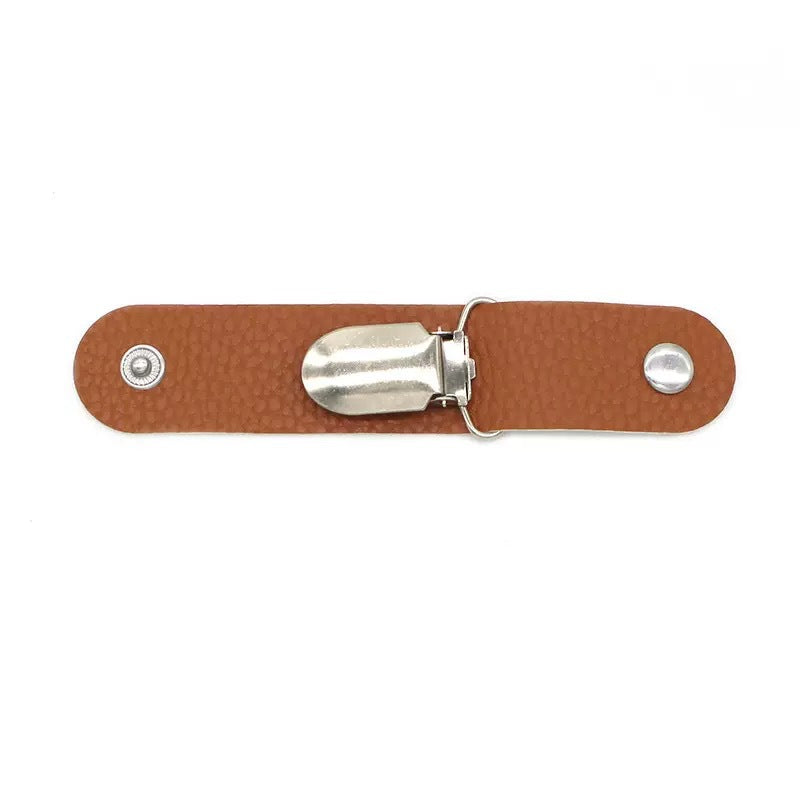 4.9" PU Leather Hat Clip with Silver Clip