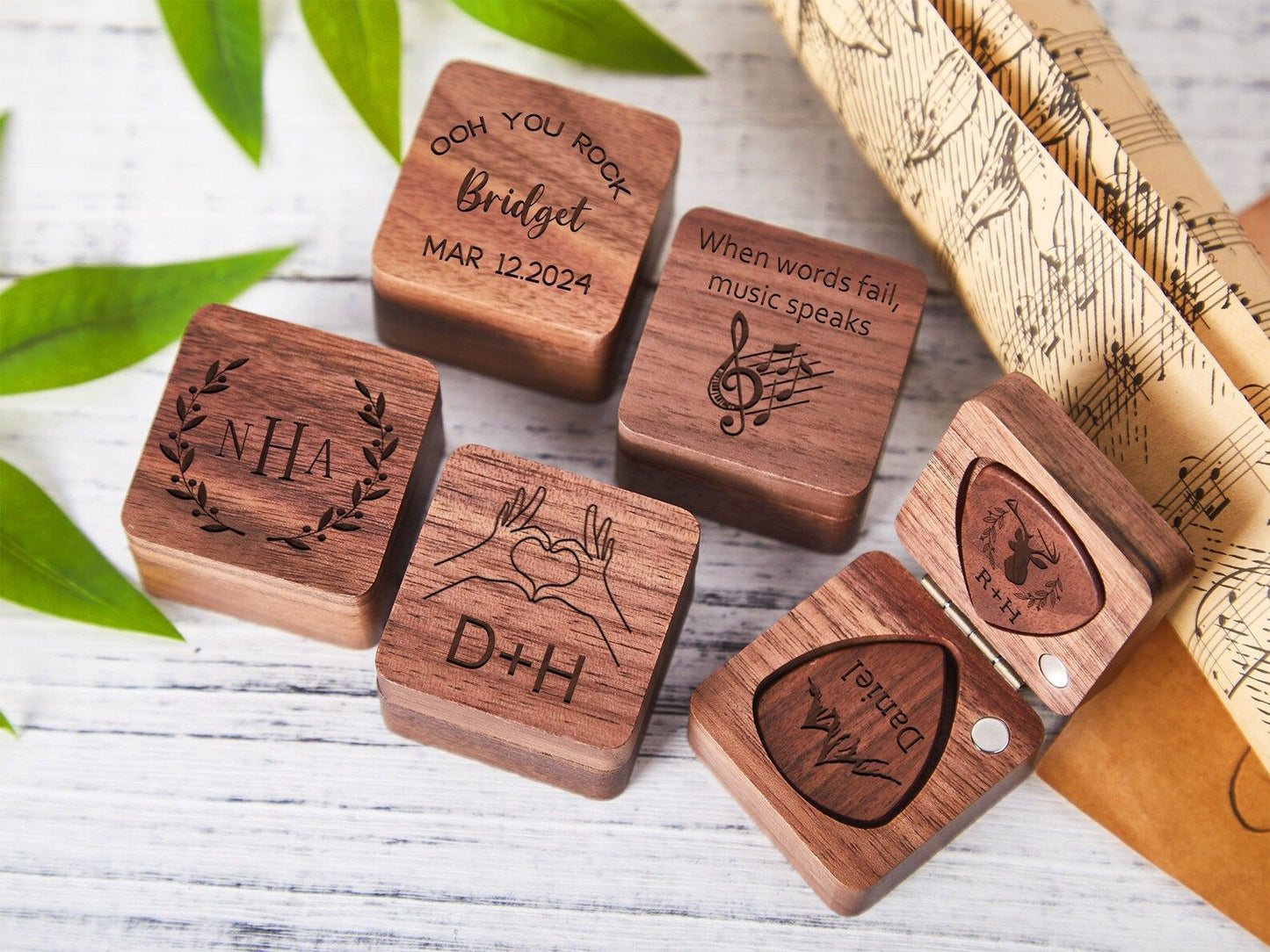 Guitar Pick Wooden Case