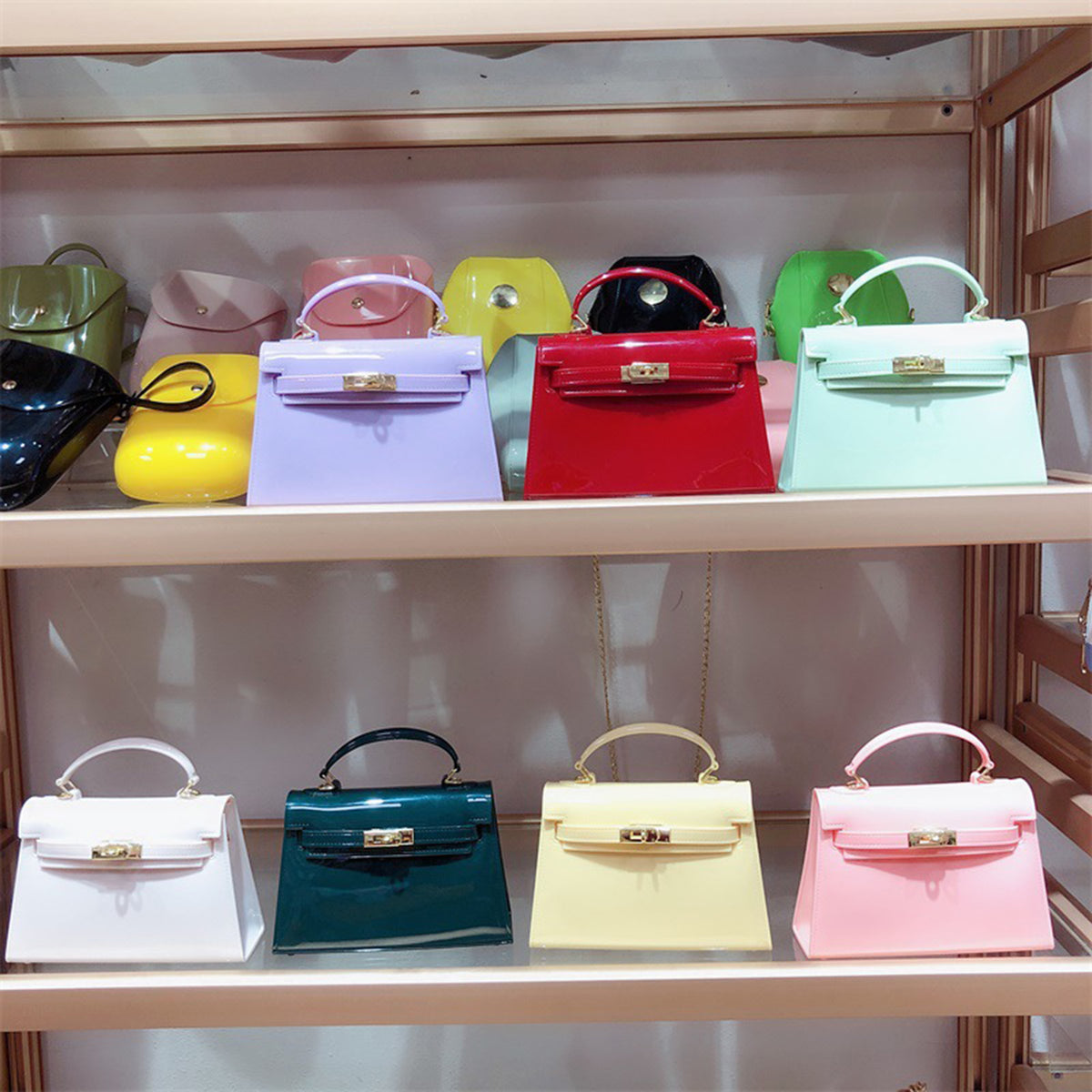 Ladies Handbag Candy Color Transparent Purse Mini Size