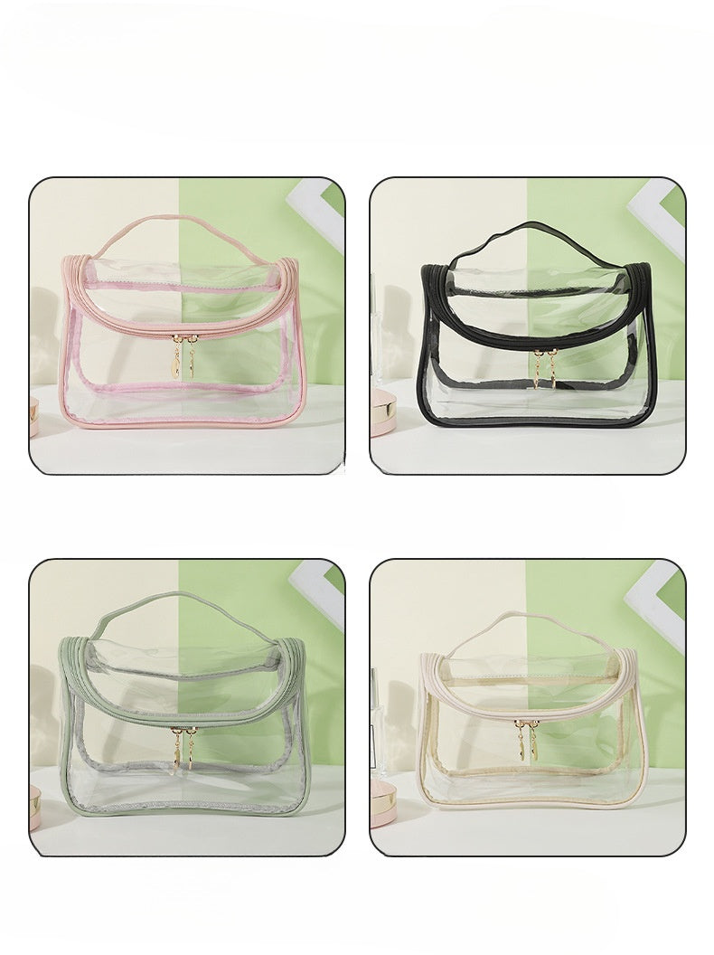 Transparent Waterproof Cosmetic Bag W/ Handle