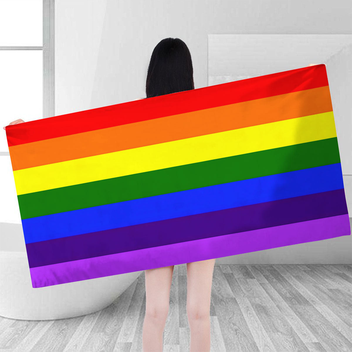 Summer Rainbow Color Sublimated Microfiber Sand Proof Beach Towel 55 x 27"