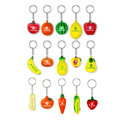 PU Simulated Fruit Stress Reliever Ball Keychain