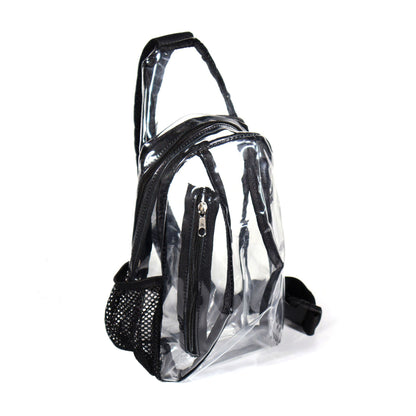 PVC Transparent Sling Bag Shoulder Bag Outdoor Travel Storage Backpack Gymnasium Bag
