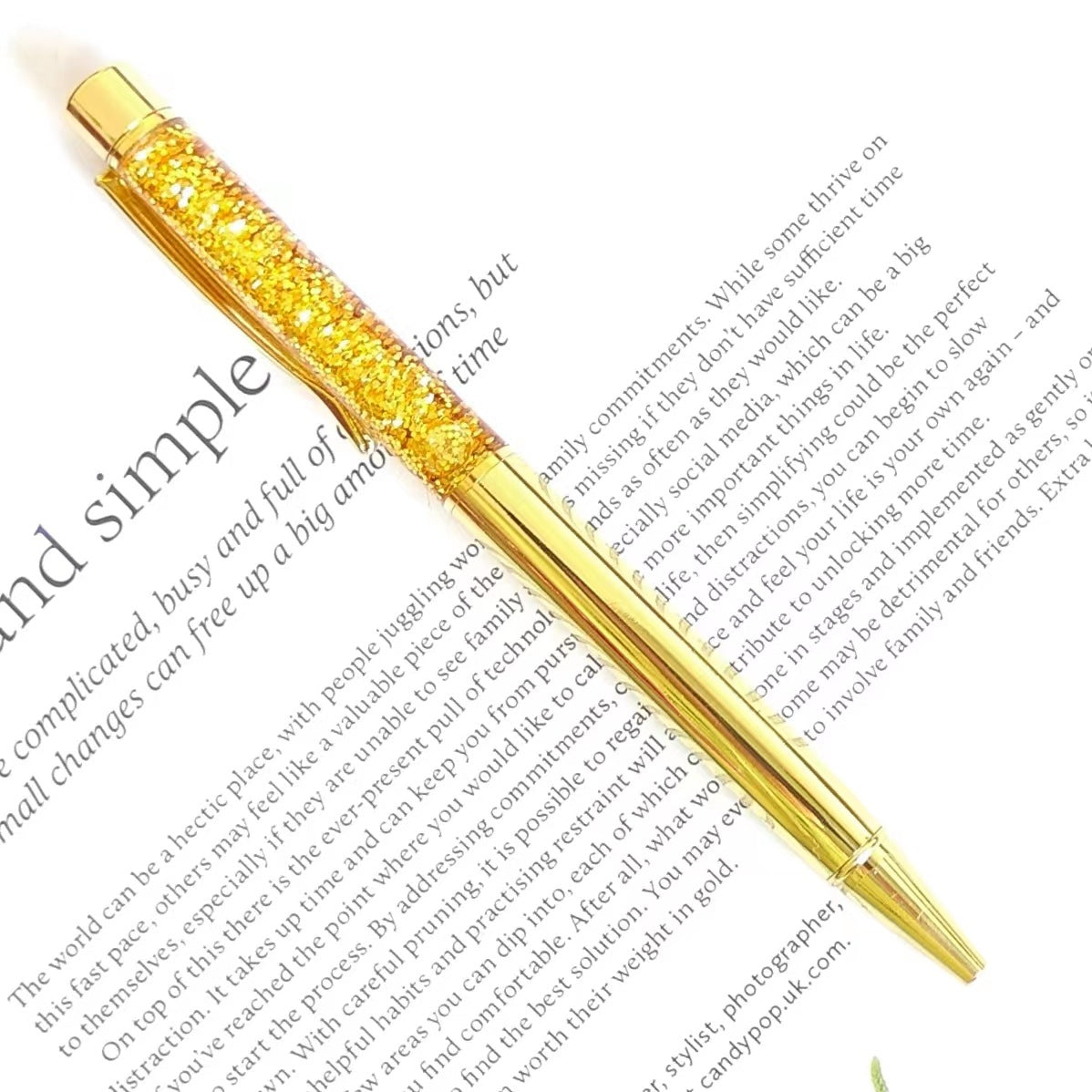 Oil Floating Glitter Metal Ballpoint Pen Drifting Sand Pen Gold Metal