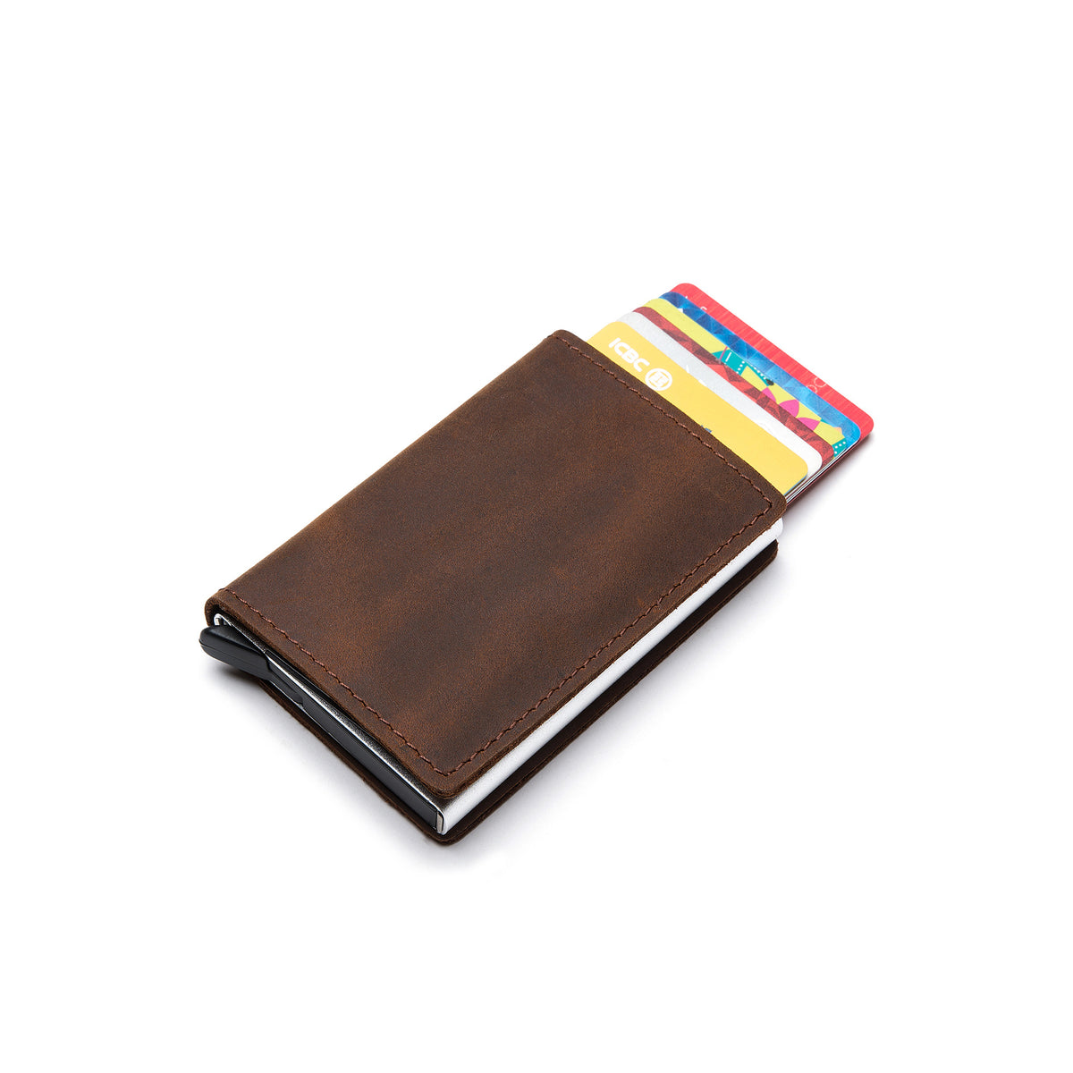 Crazy Horse Leather Money Clip RFID Genuine Leather Gentleman Wallet Money Clip