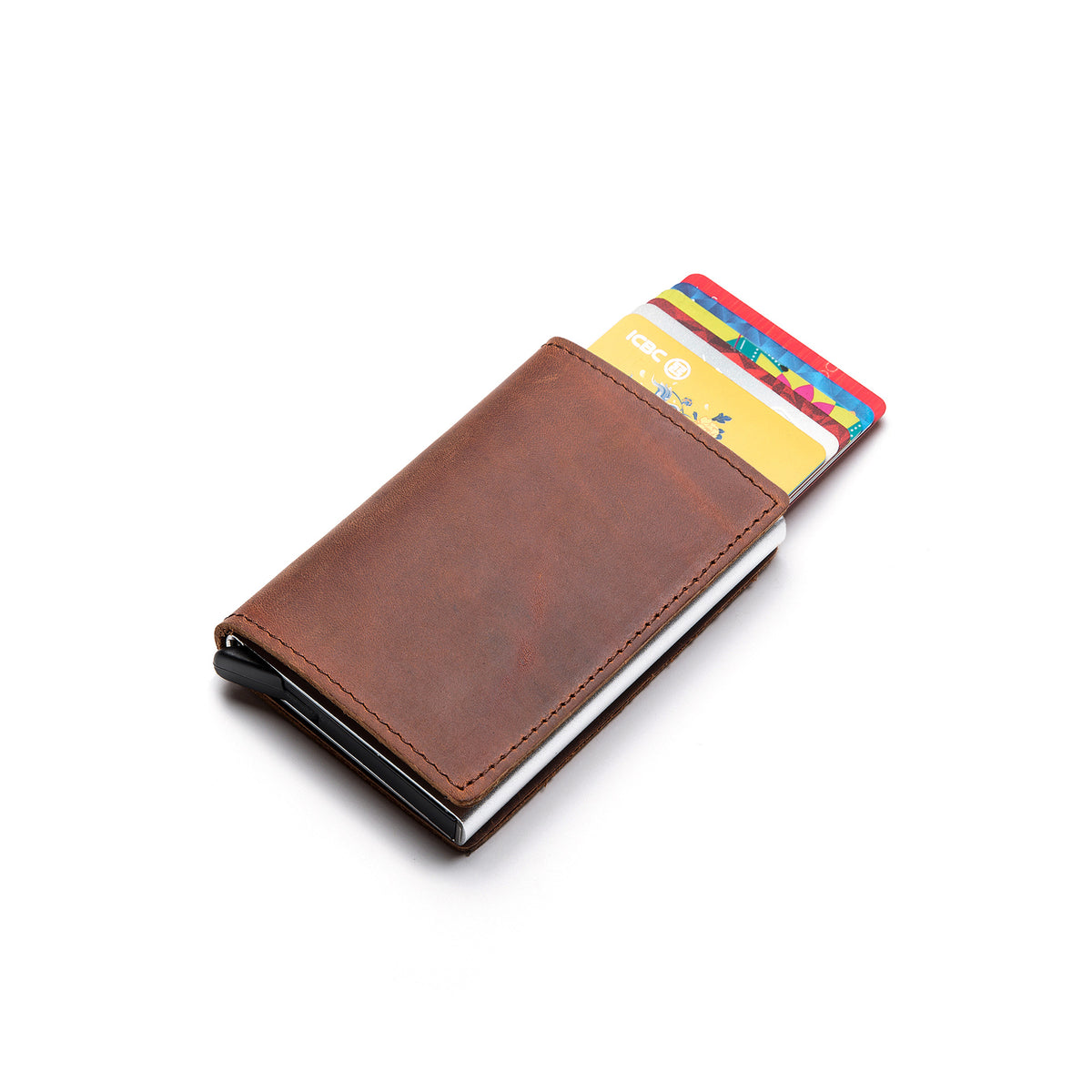 Crazy Horse Leather Money Clip RFID Genuine Leather Gentleman Wallet Money Clip