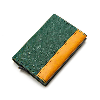 PU Three Split Joint Wallet Money Clip Pop-up Function Alloy Card Box RFID