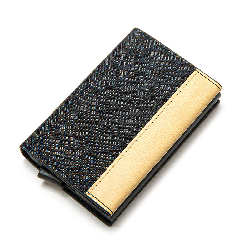 PU Three Split Joint Wallet Money Clip Pop-up Function Alloy Card Box RFID