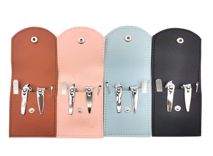 Silver 4 Pieces Manicure Set W/ PU Case