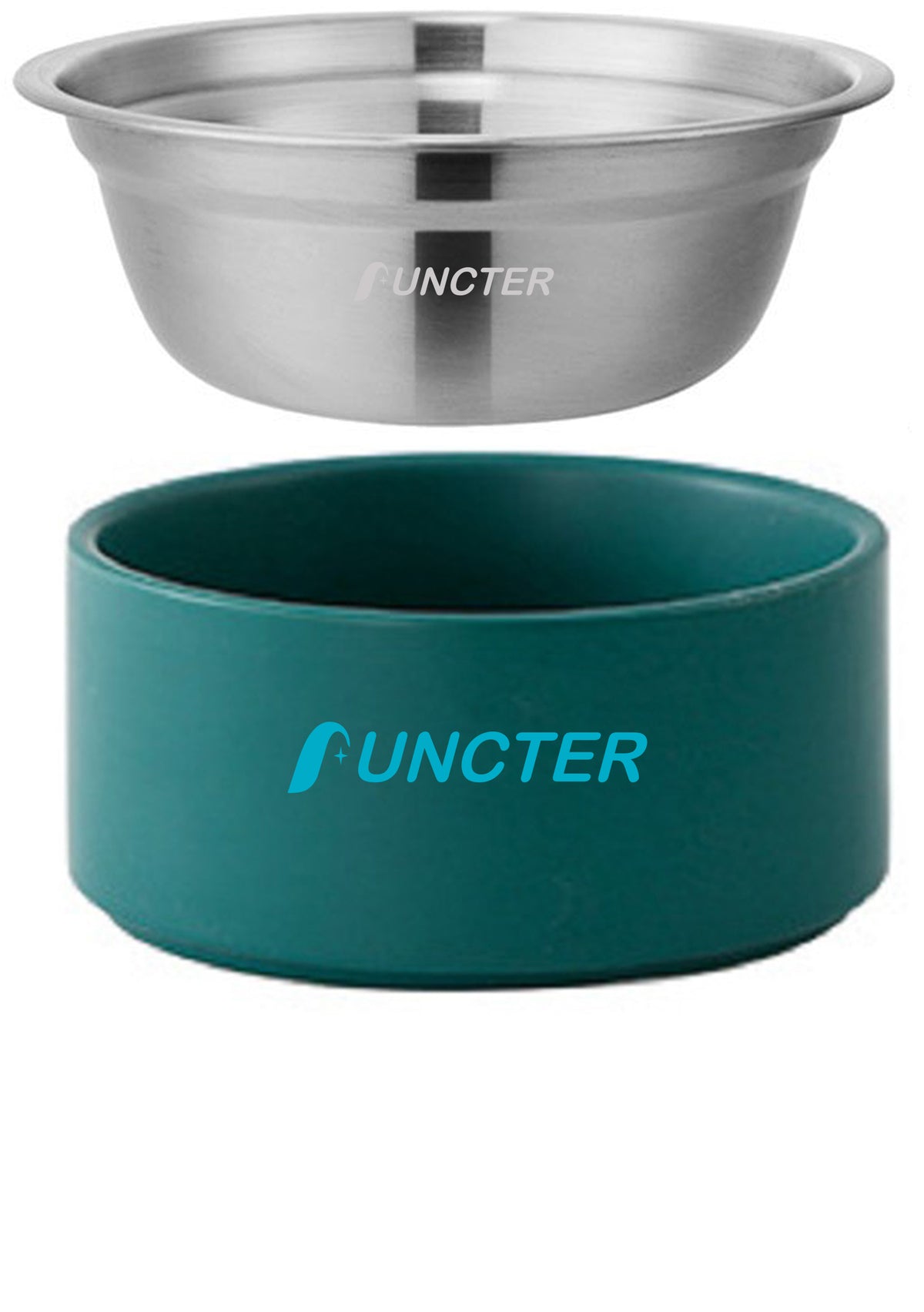 6.97" Stainless Steel Dog Bowl Ceramic Bowl Set