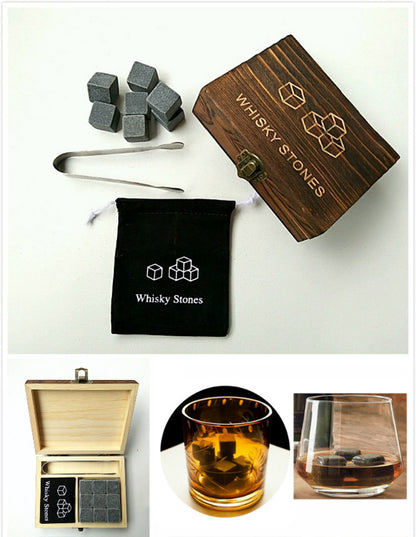 Whiskey 9 pcs Stones Wood Box Gift Set