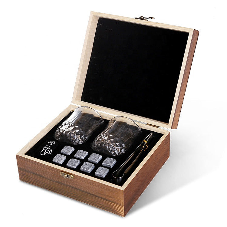 Whiskey 8 pcs Stones Wood Box Gift Set