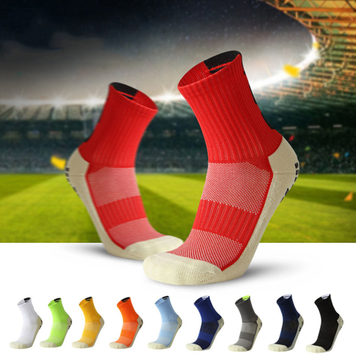 Football Socks Mid-calf Length Stretch Cushioned Crew Socks