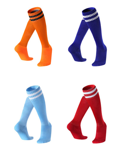 Kids Soccer Socks Boys Girls Knee Athletic High Tube Socks Cotton Striped Socks for Soccer ( Large )