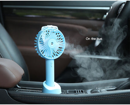 Mini Misting Hand Held Fan, Humidifier Fan W/3 Speed Adjustable Cooling Fan, Portable USB Desk Fan