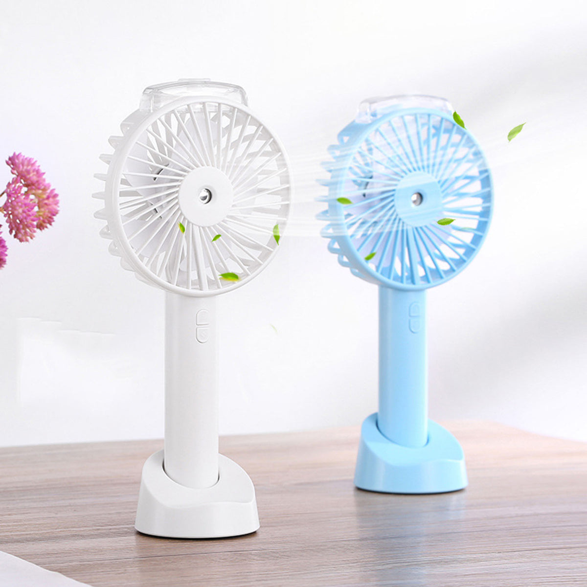 Mini Misting Hand Held Fan, Humidifier Fan W/3 Speed Adjustable Cooling Fan, Portable USB Desk Fan