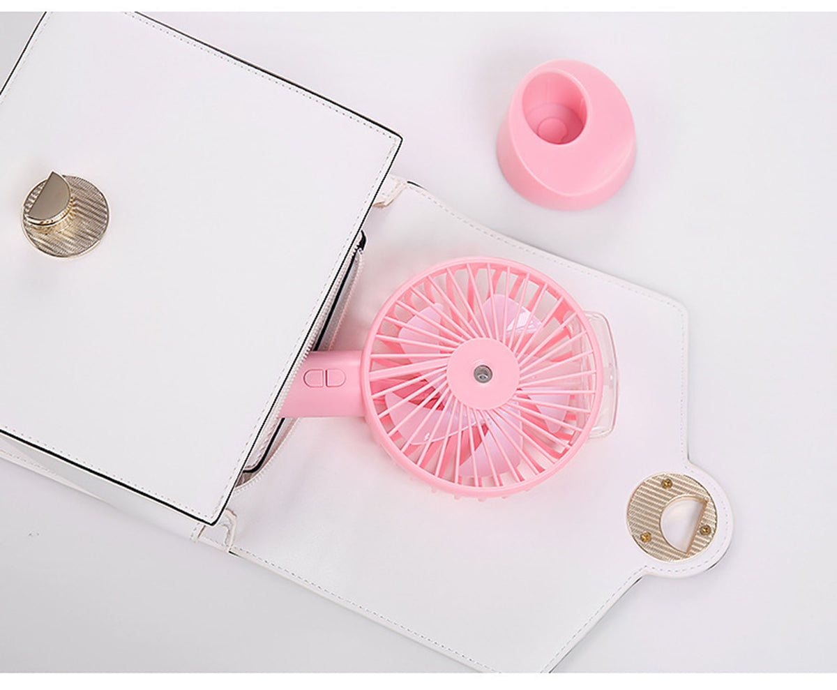 Mini Misting Hand Held Fan, Humidifier Fan W/3 Speed Adjustable Cooling Fan, Portable USB Desk Fan