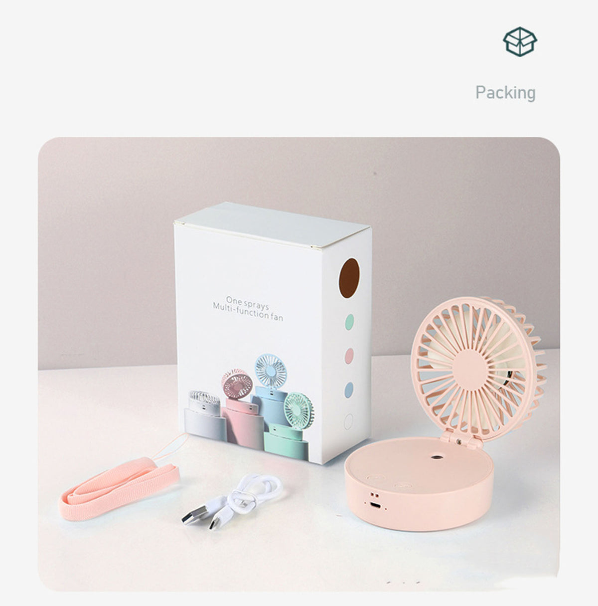 Necklace Fans Portable Neck Hanging Fan Mini Fan Handheld Hand Foldable Fan Desktop Fan Spray Fan