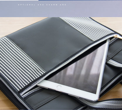 Document Briefcase Canvas Zipper File Bag W/Handle