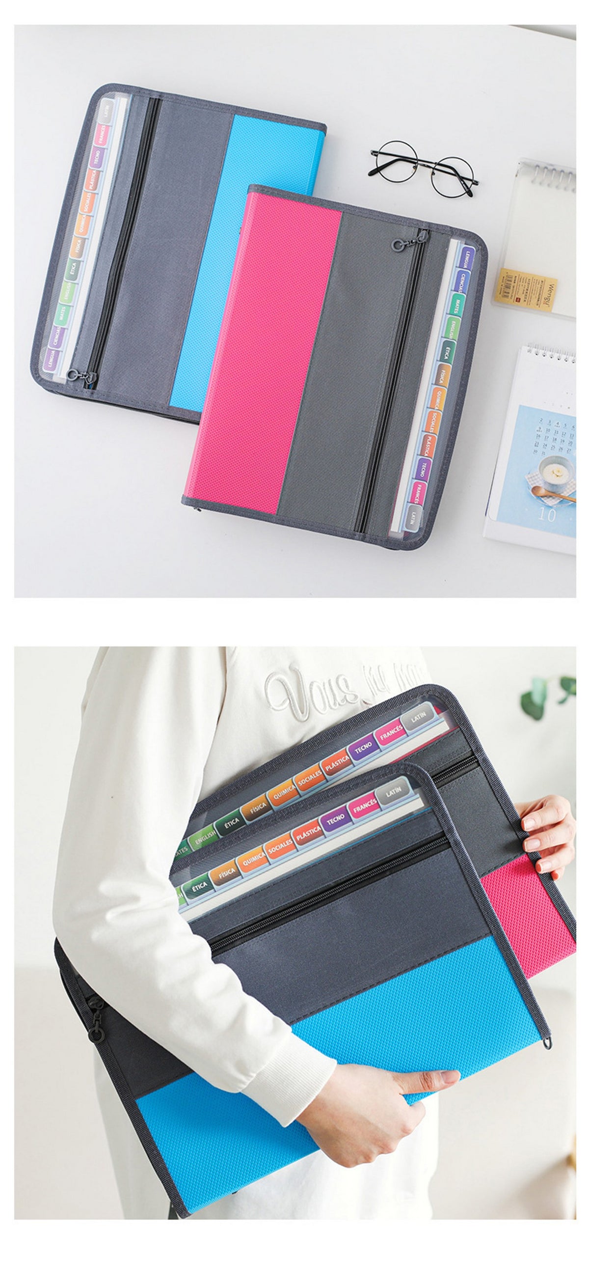 Document Briefcase W/Zipper File Bag