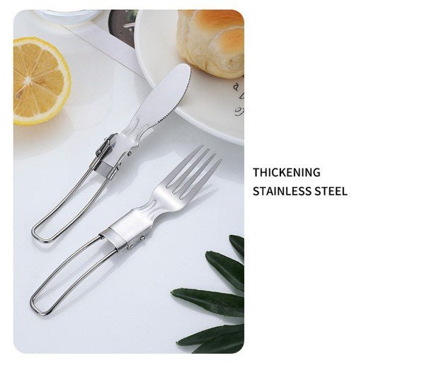 304 Stainless Steel Folding Cutlery Set 2 pieces
