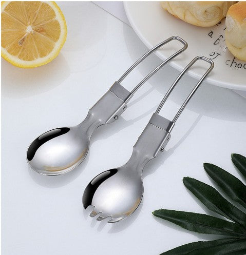 304 Stainless Steel Folding Cutlery Set 2 pieces
