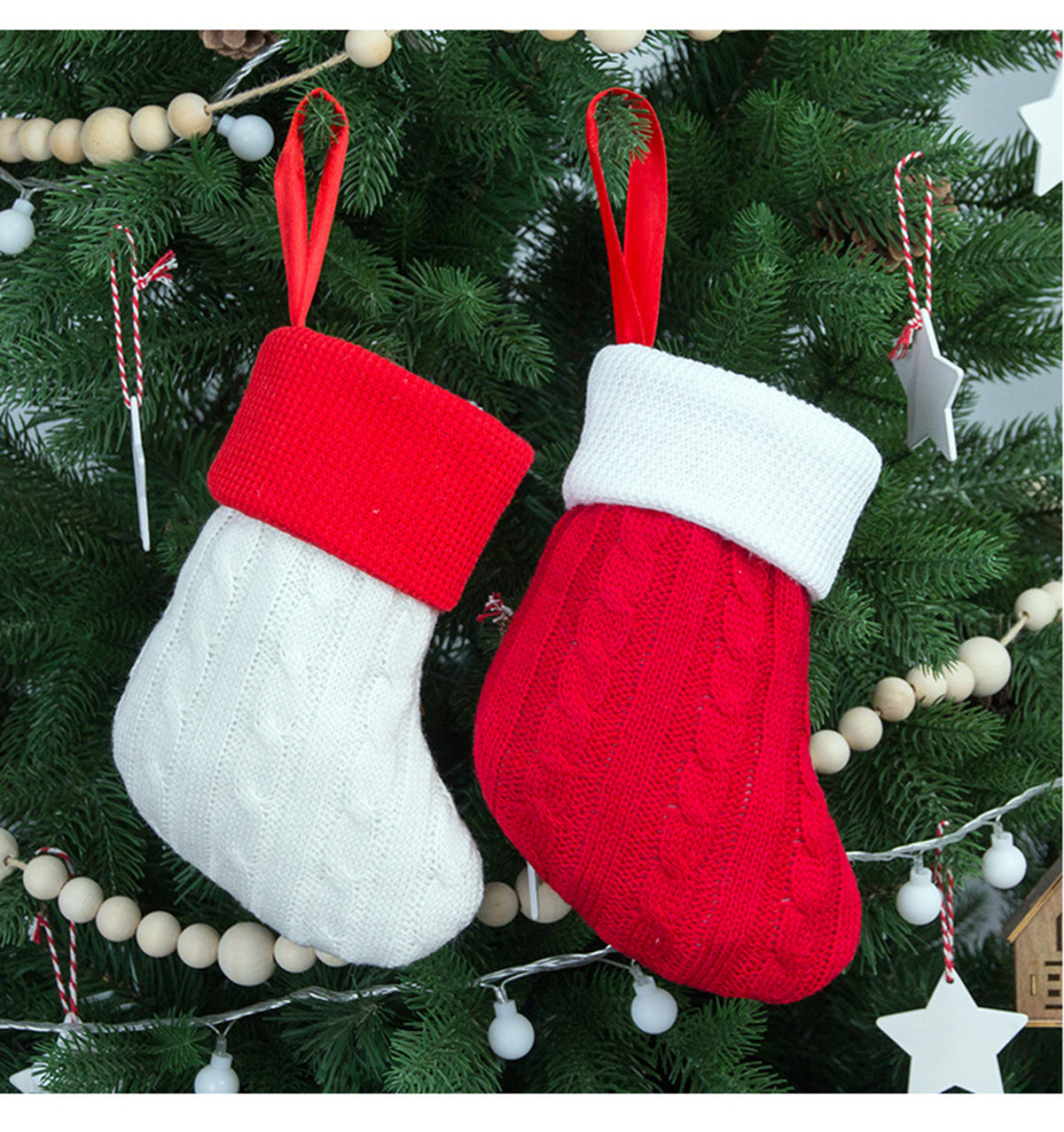 Christmas Socks Knitting Red Snowflake Christmas Decoration for Home Gift Xmas Tree Natal