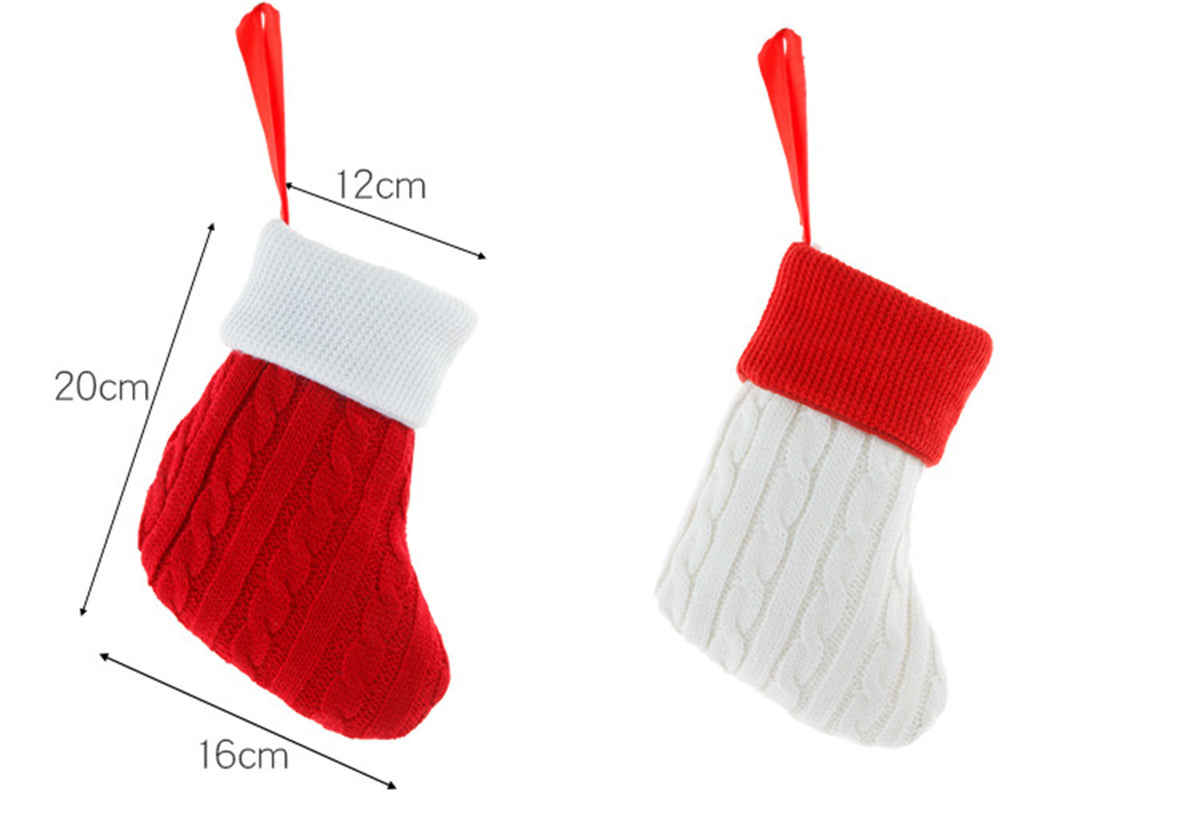 Christmas Socks Knitting Red Snowflake Christmas Decoration for Home Gift Xmas Tree Natal