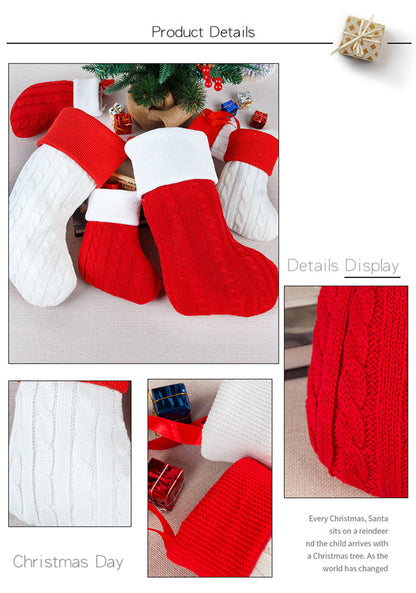 Christmas Socks Knitting Red Snowflake Christmas Decoration for Home Gift Xmas Tree Natal