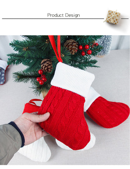 Christmas Socks Knitting Red Snowflake Christmas Decoration for Home Gift Xmas Tree Natal