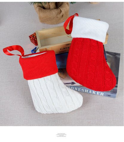 Christmas Socks Knitting Red Snowflake Christmas Decoration for Home Gift Xmas Tree Natal