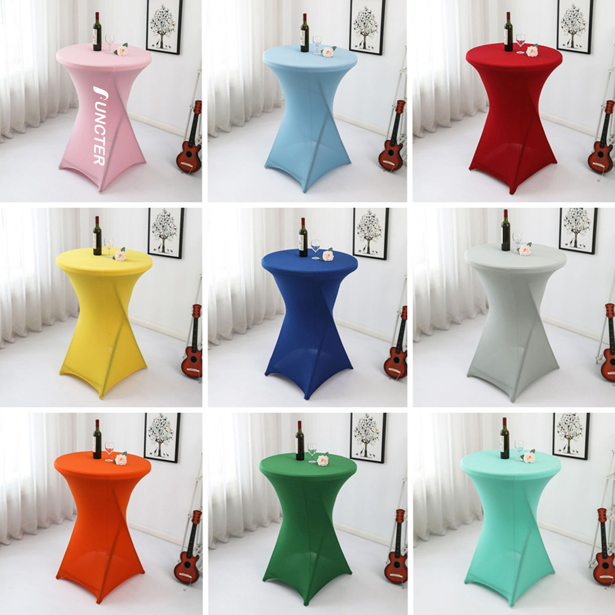 23 x 43" Spandex Cocktail Table Cover, Custom Printed Table Cover With Leg