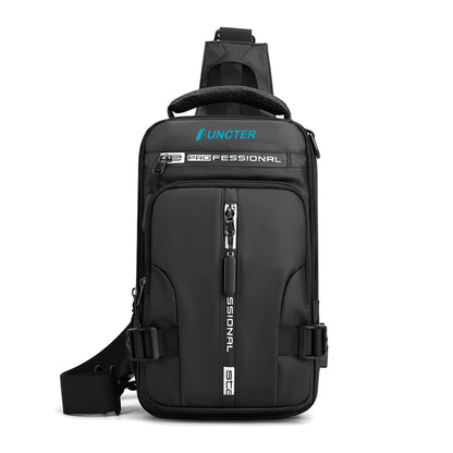 Men's Nylon Sling Bag Chest Shoulder Backpack Crossbody Bag W/USB Charging Port