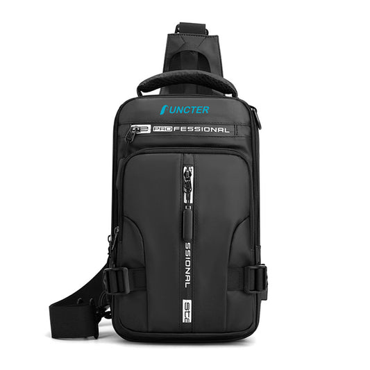 Men's Nylon Sling Bag Chest Shoulder Backpack Crossbody Bag W/USB Charging Port