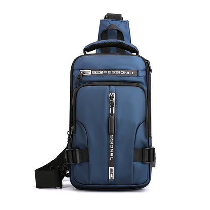 Men's Nylon Sling Bag Chest Shoulder Backpack Crossbody Bag W/USB Charging Port