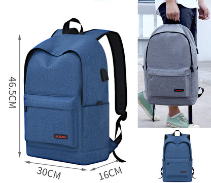 Size L Black Backpack Simple School Bag Middle School Backpack USB Backpack