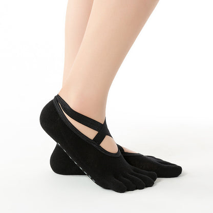 Socks for Women with Grips Non-Slip Five Toe Socks for Pilates, Barre, Ballet, Fitness