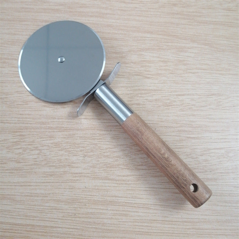 #12 Stainless Steel Pizza Cutter W/ Wood Handle