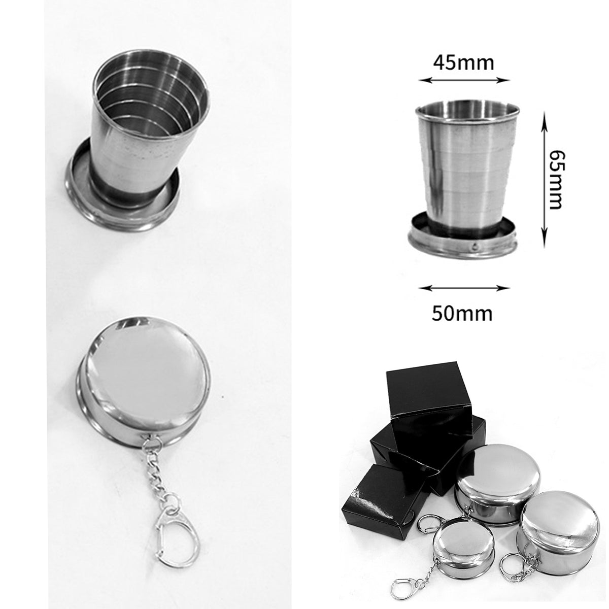 Collapsible Shot Glass Key Chain w/150 ml capacity