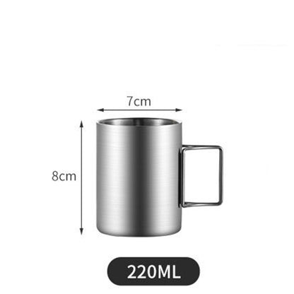 220 ml Foldable Handle Double Wall Stainless Steel Cup