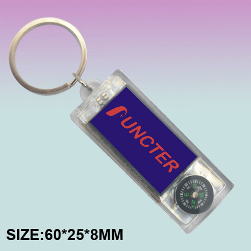 #L Solar Power LED Screen Keychain W/ Compass